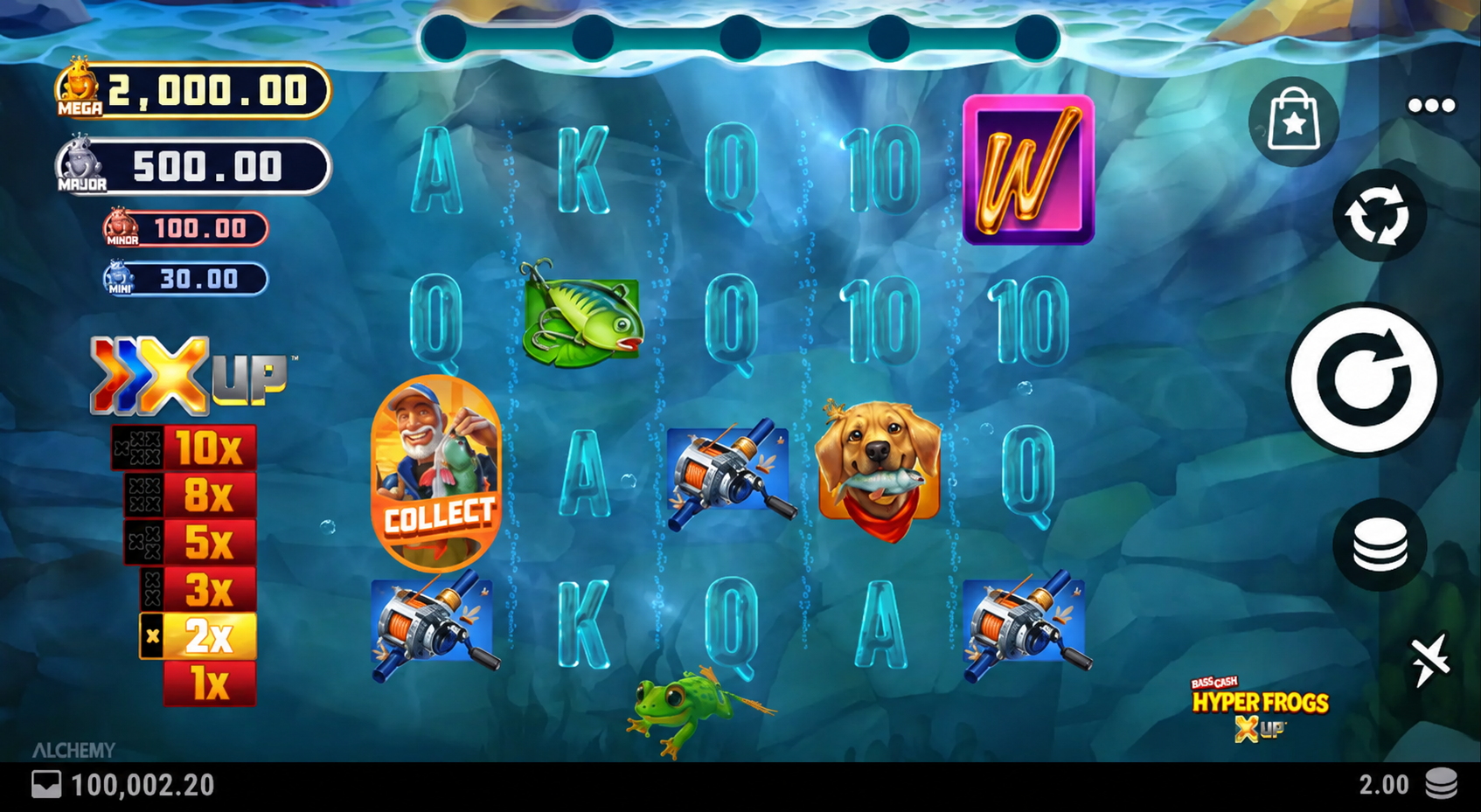 Bass Cash Hyper Frogs X UP slot gameplay screenshot