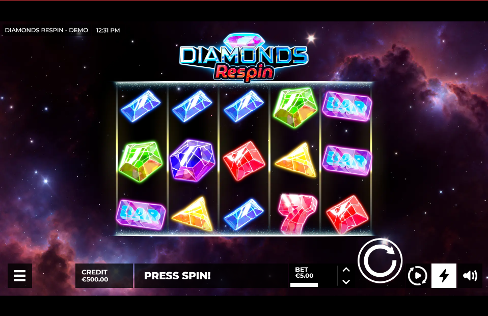 Diamonds Respin slot gameplay screenshot