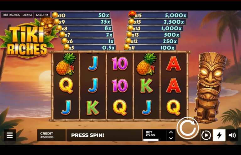 Tiki Riches slot gameplay screenshot