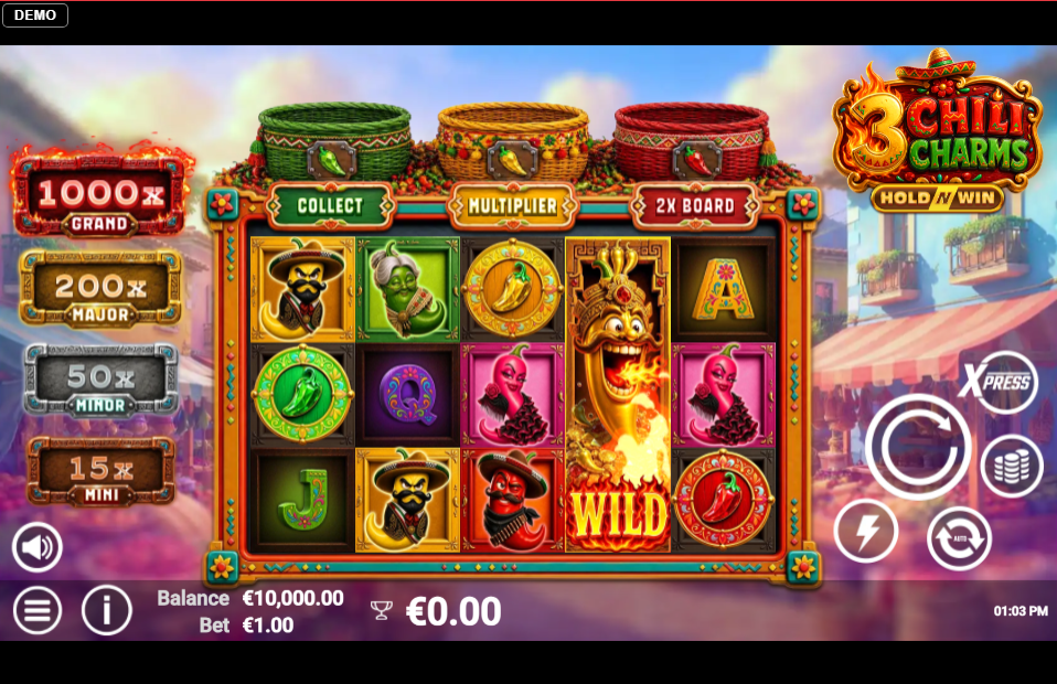 3 Chili Charms slot gameplay screenshot