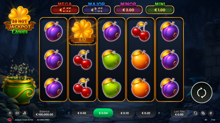 20 Hot Jackpot Clover full landscape gameplay screen