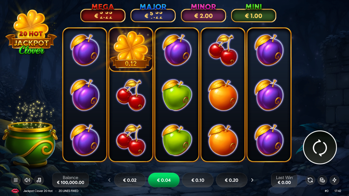 20 Hot Jackpot Clover full landscape gameplay screen