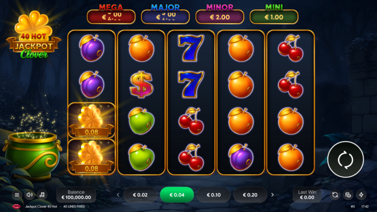 40 Hot Jackpot Clover full landscape gameplay screen