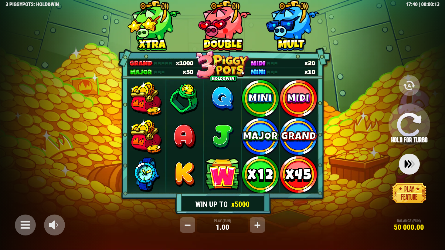 3 Piggy Pots full landscape gameplay screen