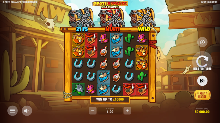 3 Pots Bonanza: Wild Frames full landscape gameplay screen