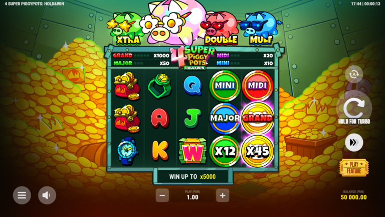 4 Super Piggypots full landscape gameplay screen