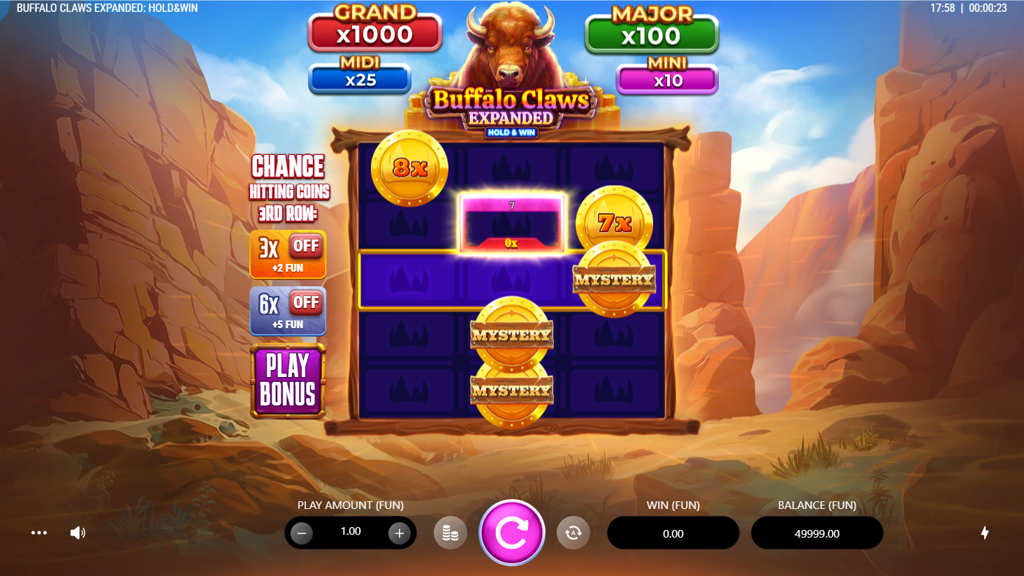 Buffalo Claws Expanded full landscape gameplay screen