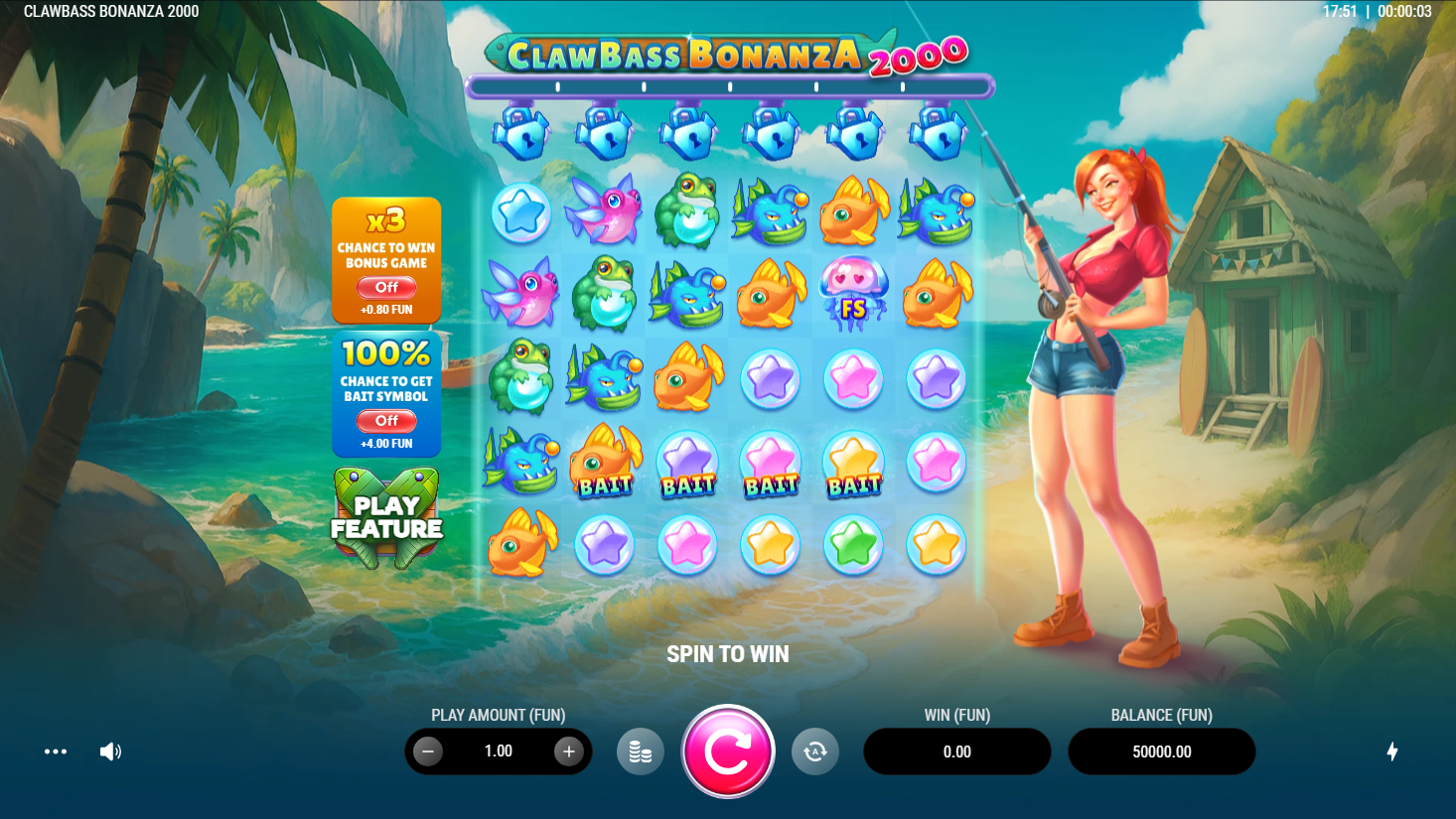 Clawbass Bonanza 2000 full landscape gameplay screen