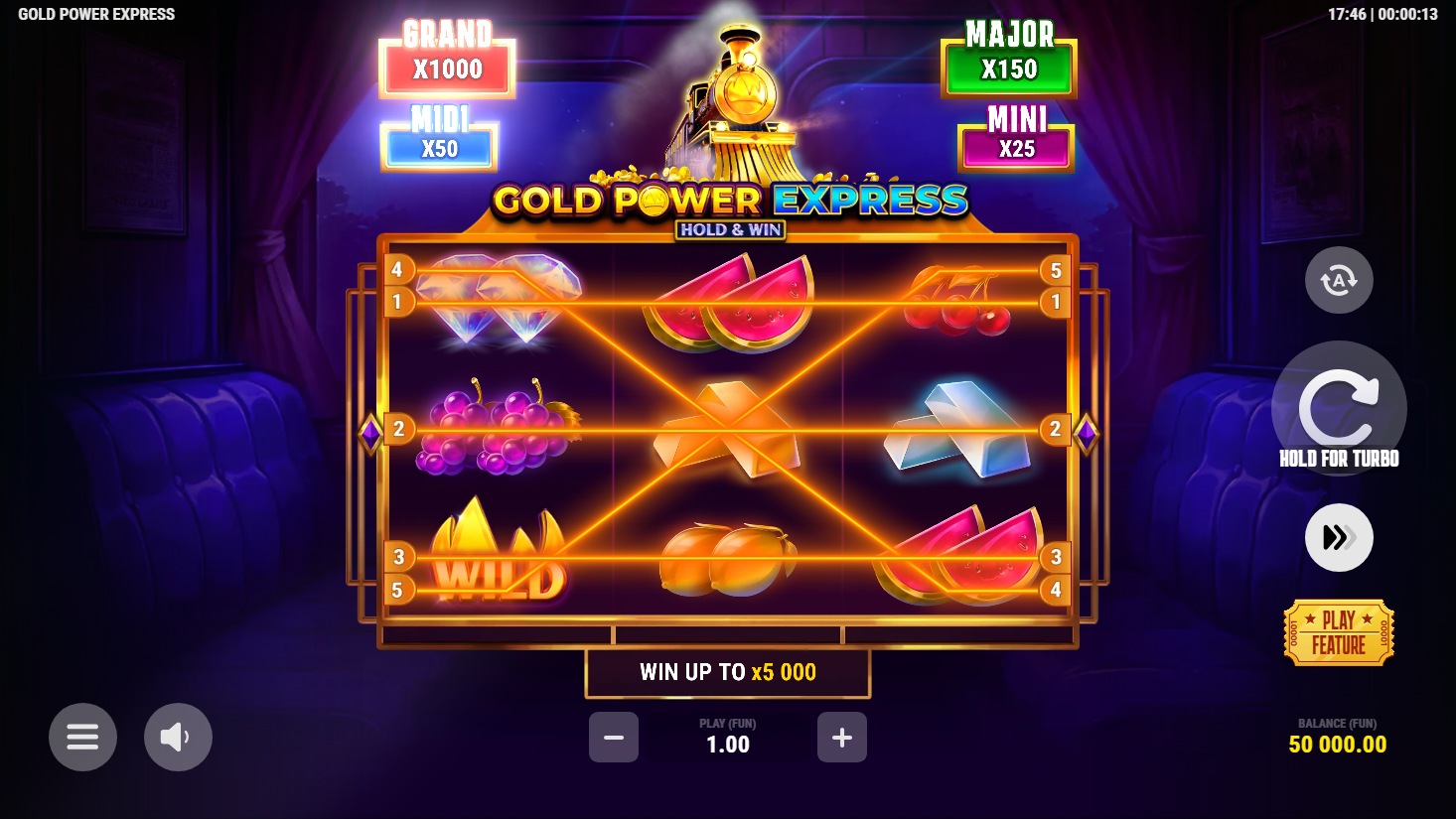 Gold Power Express full landscape gameplay screen