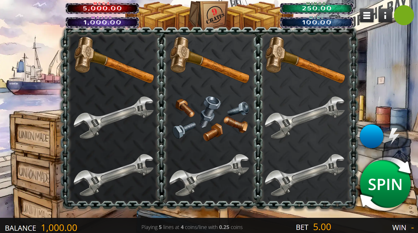 9 Crates Online Video Slot gameplay screenshot