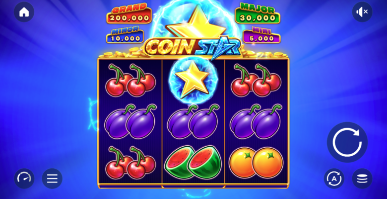 Coin Star Champion slot full gameplay showing three reels, five lines and Star Bonus symbol