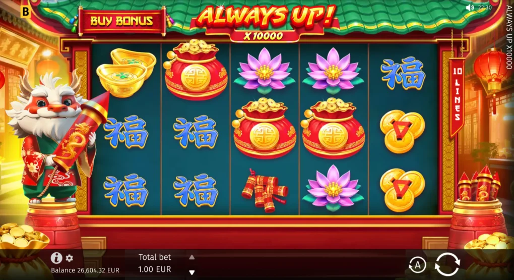 Always Up x10000 five-reel ten-line gameplay