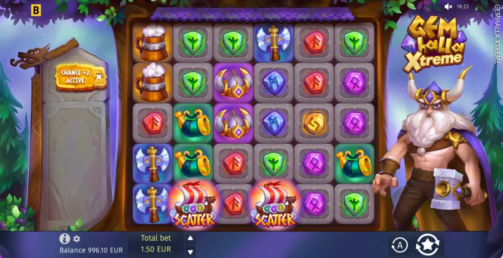 Gemhalla Xtreme six-by-five rune reels beside Thor