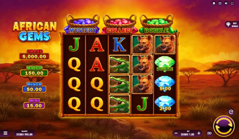 African Gems Hold and Spin slot gameplay screenshot