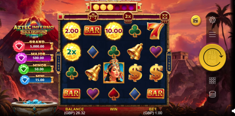 Aztec Inferno: Gold Eruption King Millions online video slot gameplay screenshot