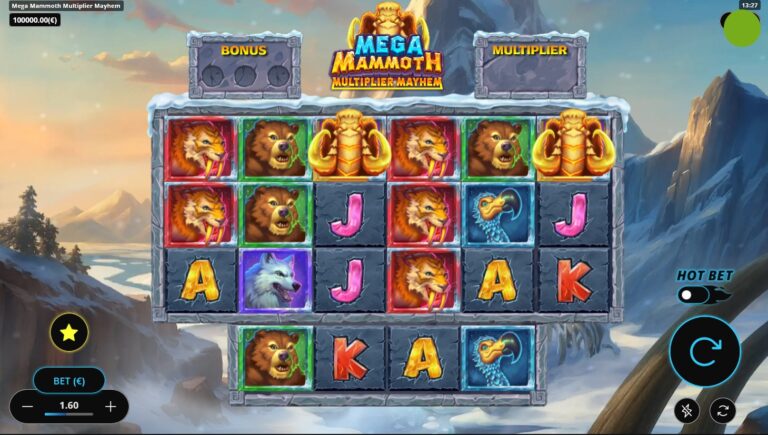 Mega Mammoth Multiplier Mayhem online slot gameplay screenshot