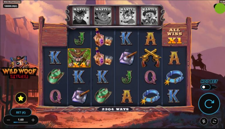 Wild Woof Returns online slot gameplay screenshot