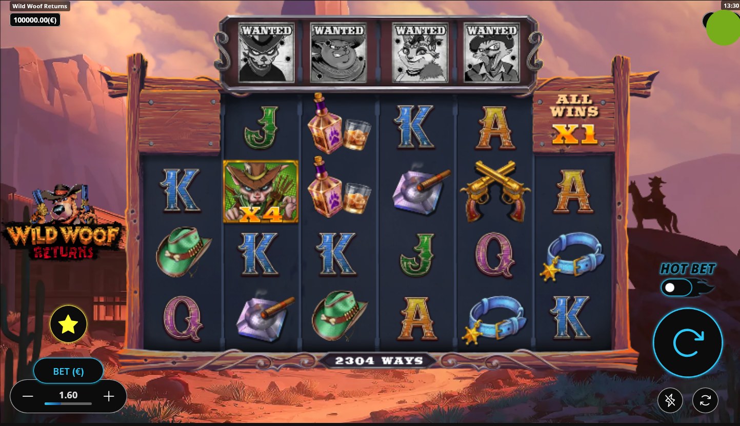 Wild Woof Returns online slot gameplay screenshot