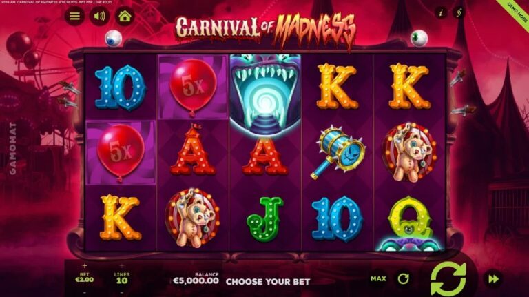 Carnival of Madness slot gameplay screenshot
