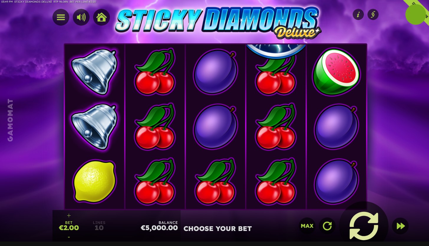 Sticky Diamonds Deluxe slot gameplay screenshot