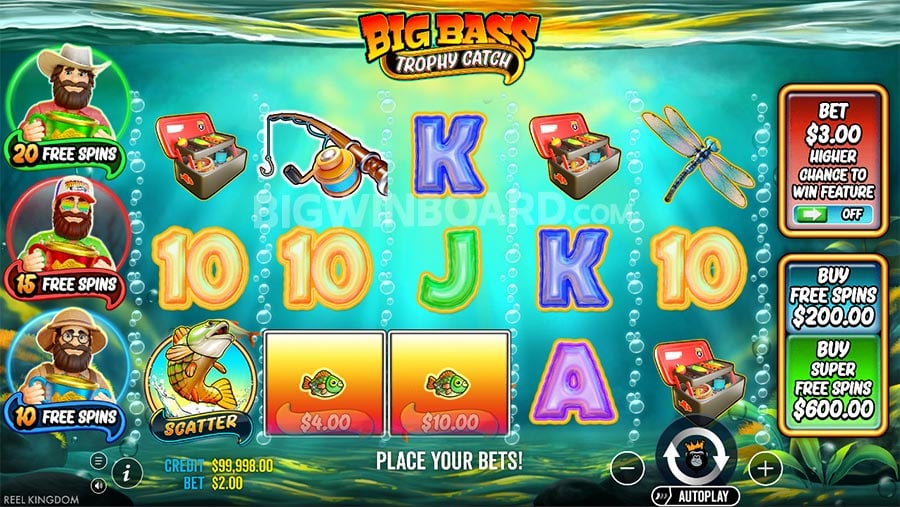 Big Bass Trophy Fishing slot gameplay screenshot