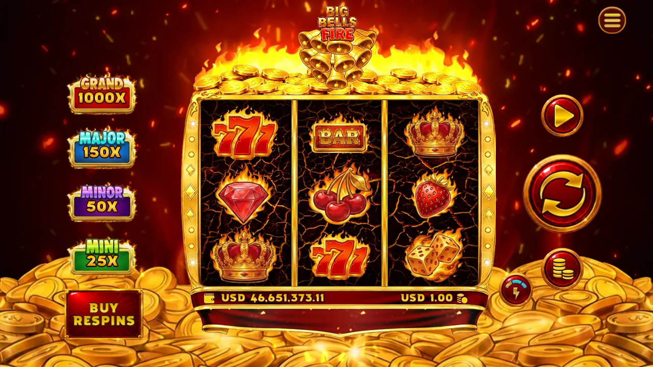Big Bells Fire GameTimeTec slot gameplay screenshot