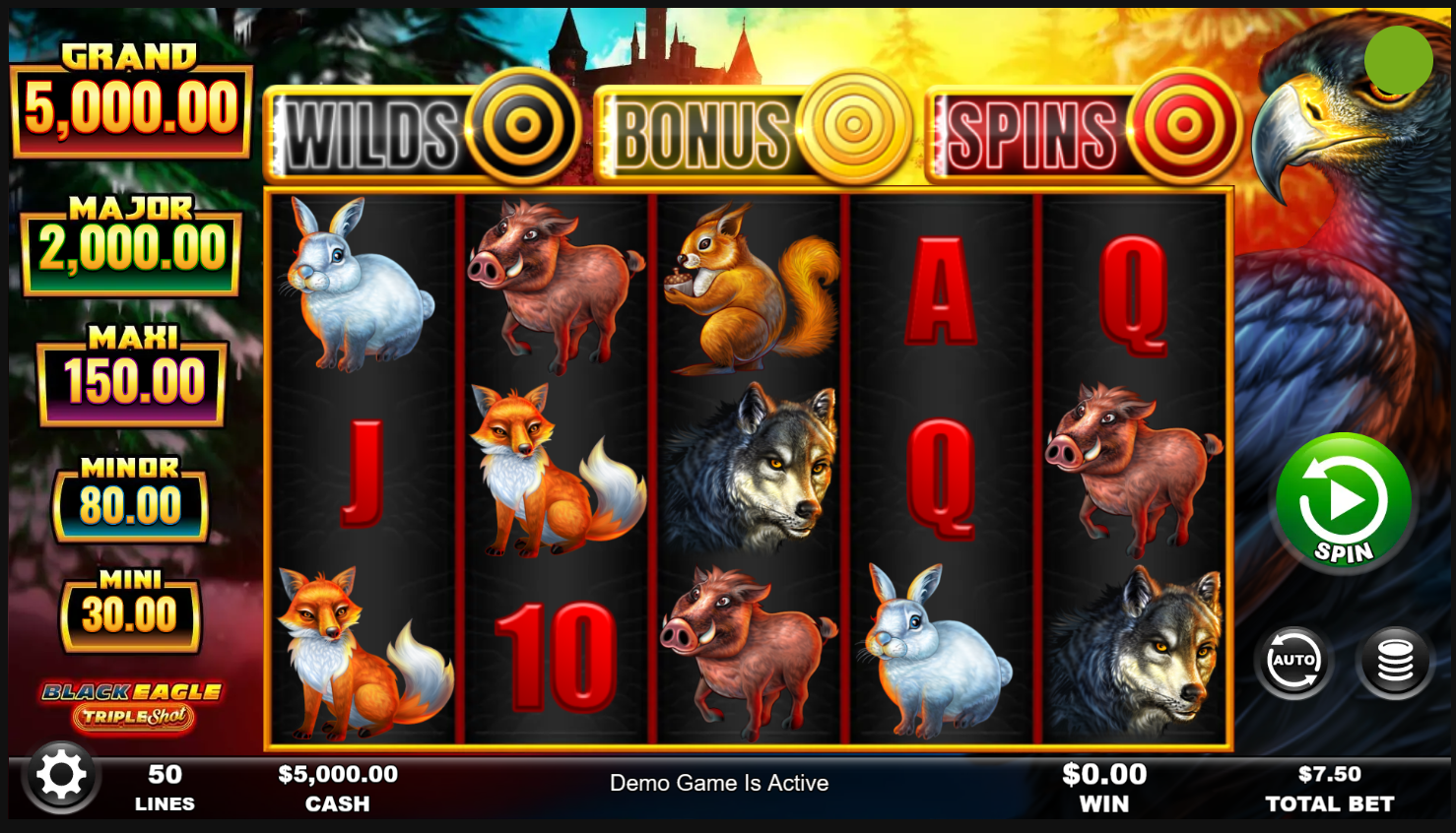 Black Eagle Triple Shot online video slot gameplay screenshot