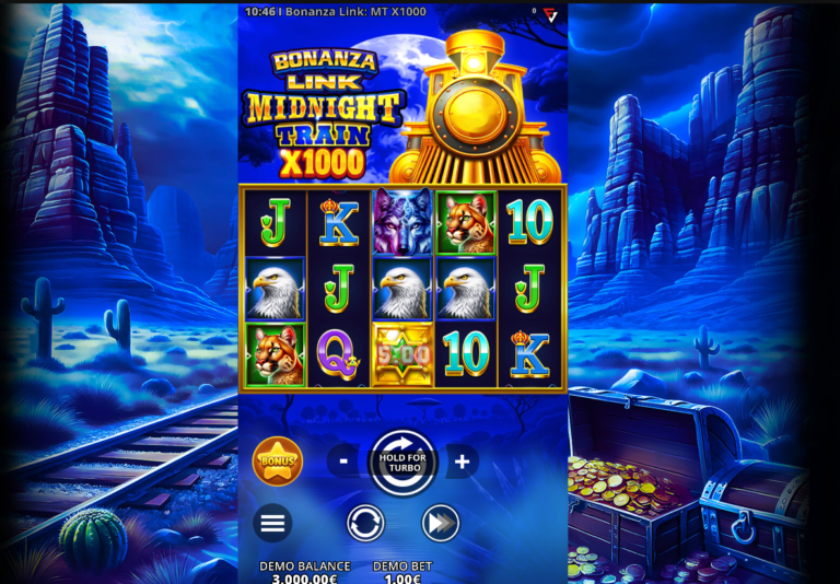 Bonanza Link Midnight Train x1000 online slot gameplay screenshot showing the reels