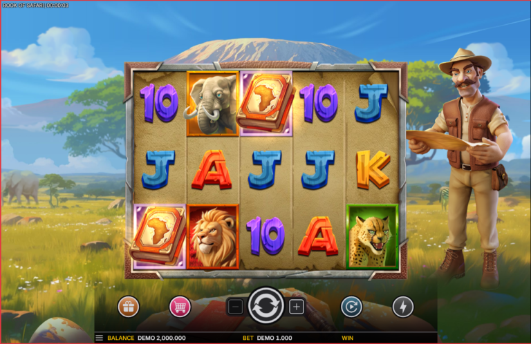 Book of Safari online video slot gameplay screenshot