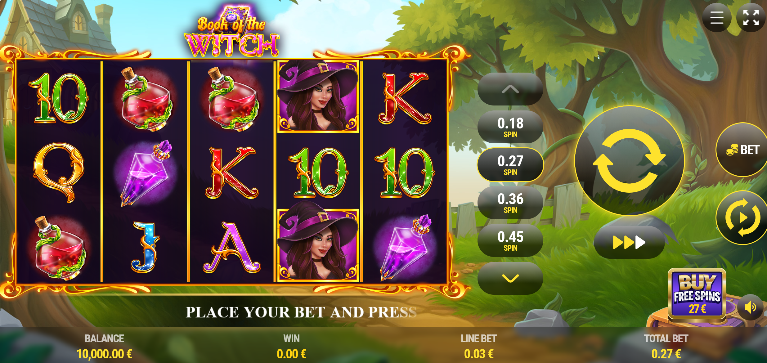 Book of the Witch online video slot gameplay screenshot