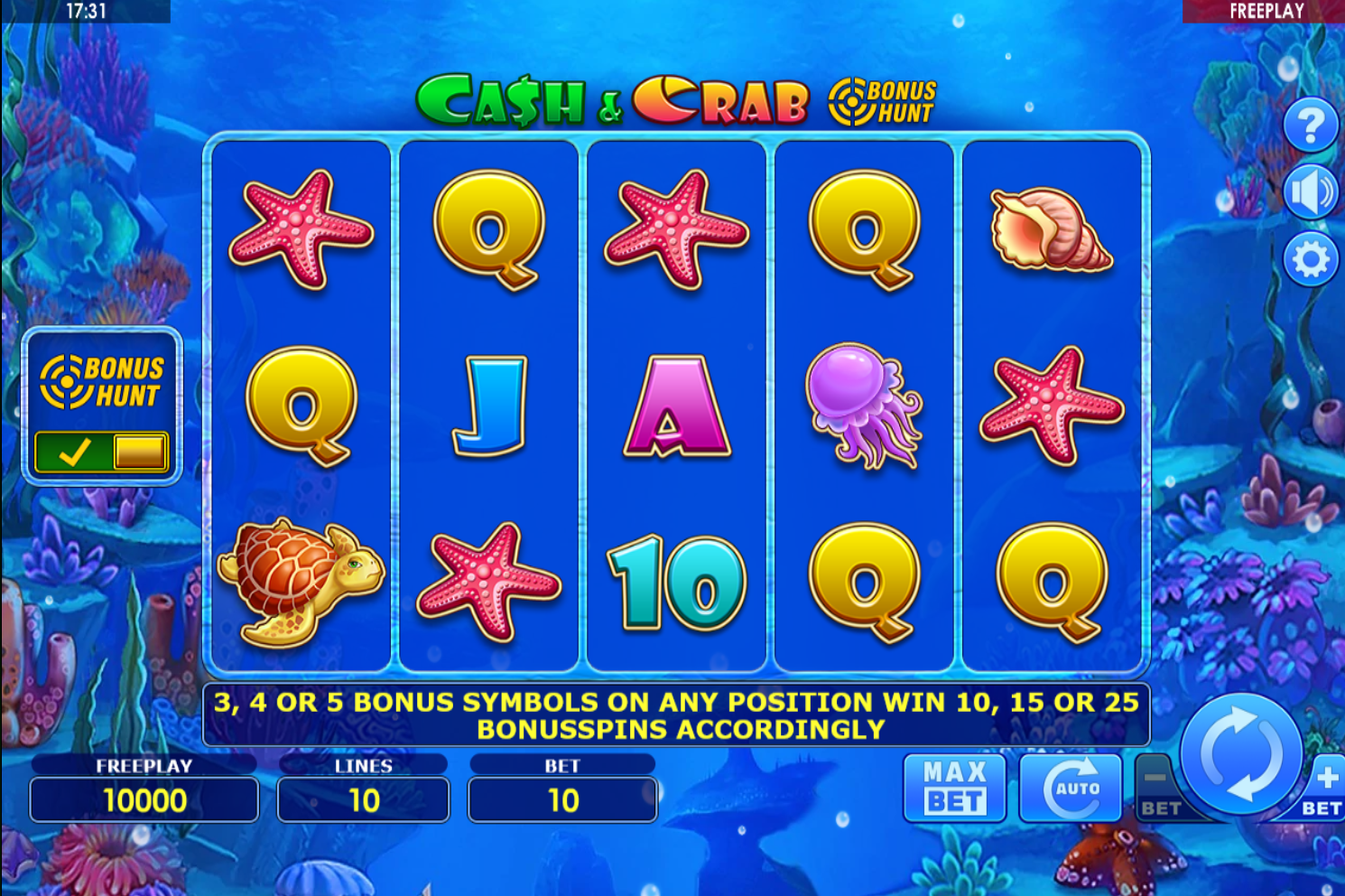 Cash & Crab Bonus Hunt online video slot gameplay screenshot