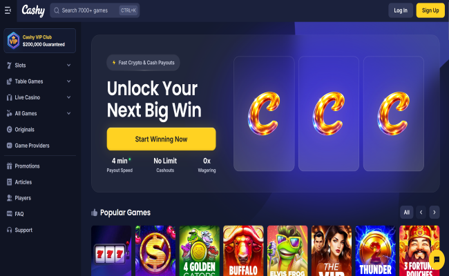 Cashy Casino lobby