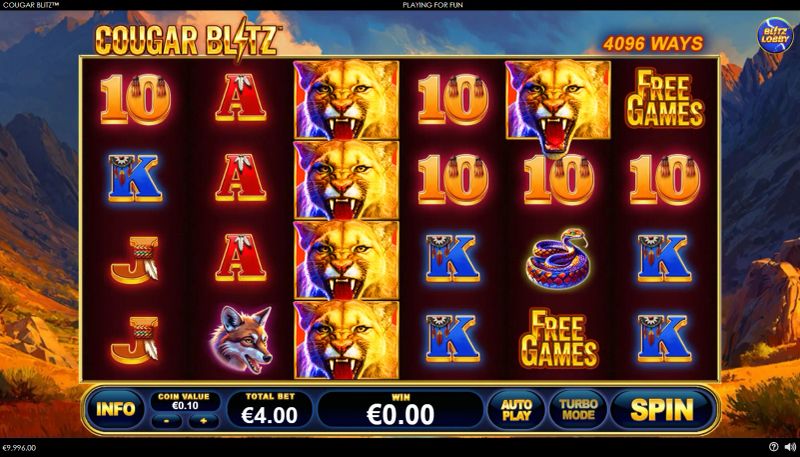 Cougar Blitz slot gameplay screenshot