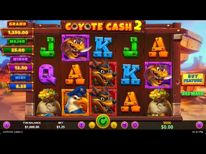 Coyote Cash 2 slot gameplay screenshot