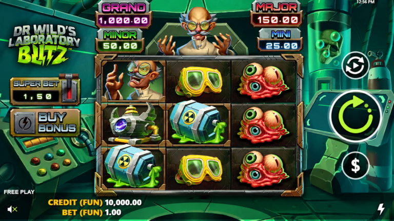 Dr. Wild's Laboratory Blitz slot gameplay reels screenshot