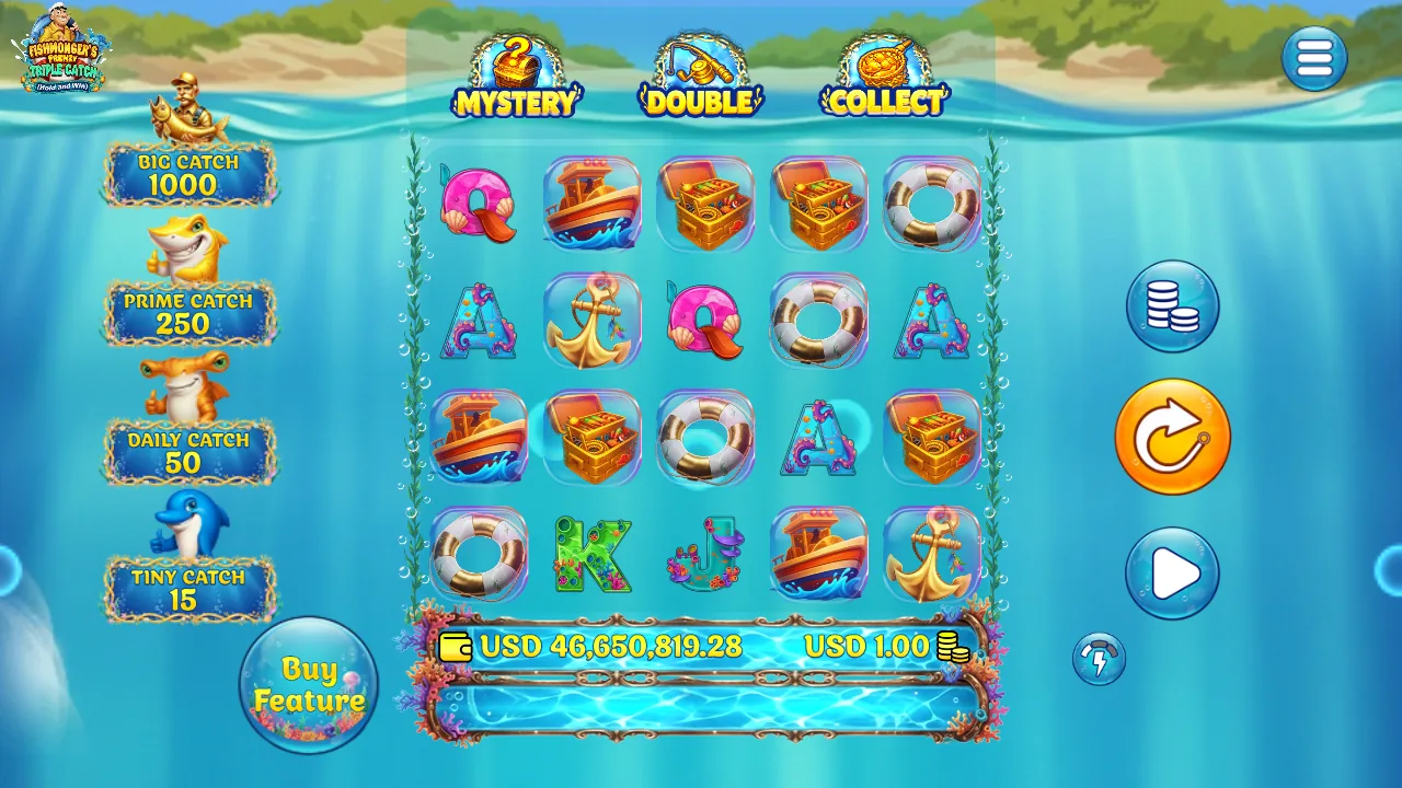 Fishmonger's Frenzy Triple Catch GameTimeTec slot gameplay screenshot
