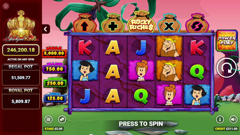 The Flintstones Rocky Riches Jackpot King full landscape game screen