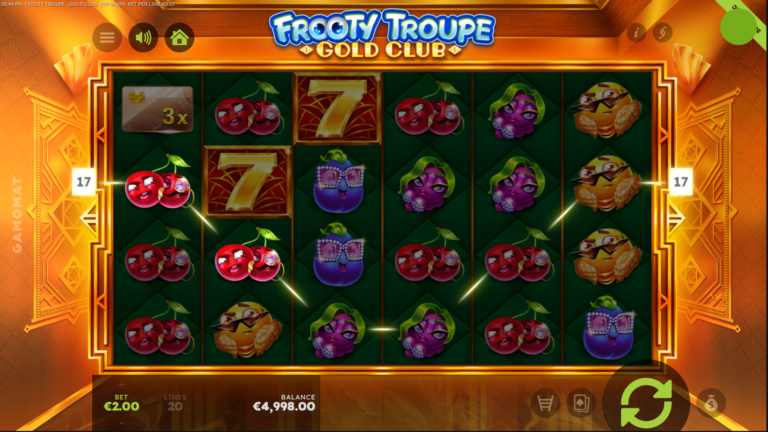 Frooty Troupe Gold Club online slot gameplay screenshot