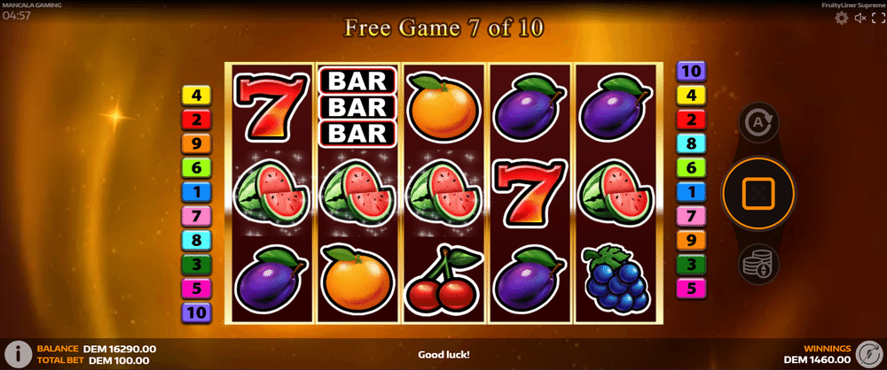 FruityLiner Supreme slot gameplay screenshot