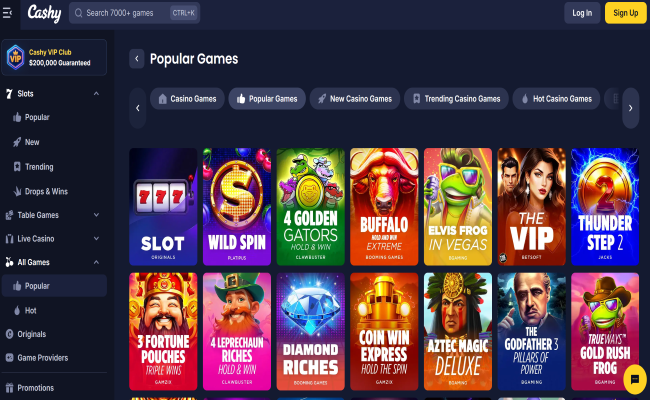 Cashy Casino games lobby