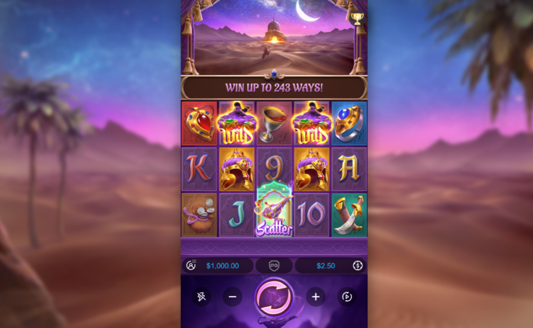 Genie's 3 Wishes slot gameplay screenshot