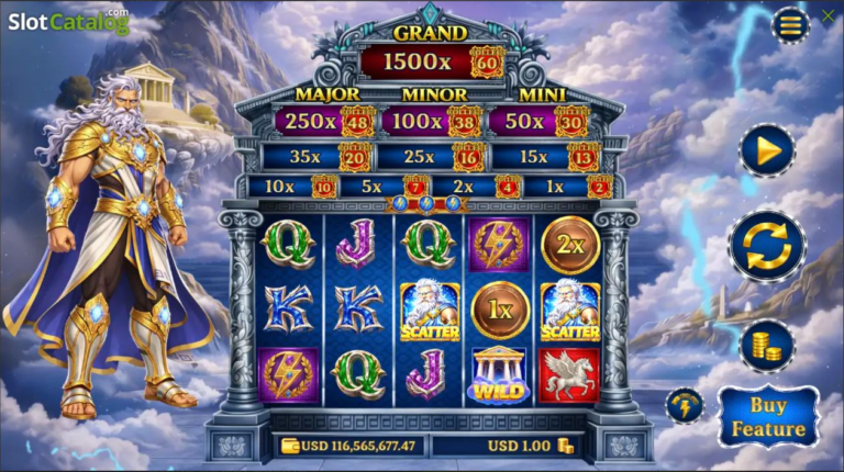 Glory of Olympus Zeus GameTimeTec slot gameplay screenshot