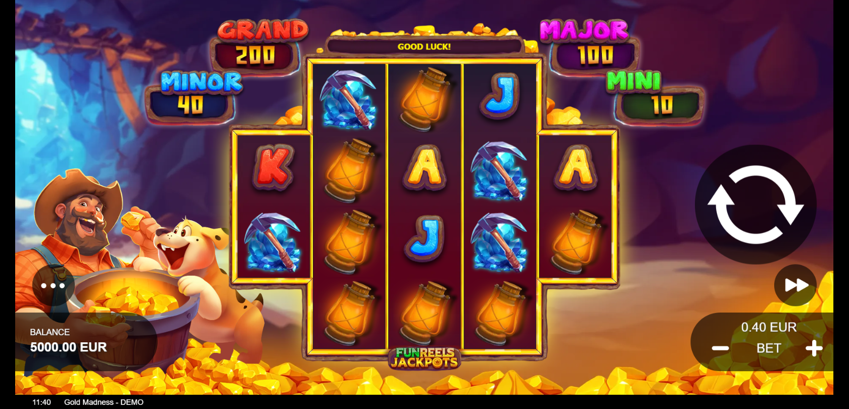 Gold Madness slot gameplay screenshot from the Betixon demo