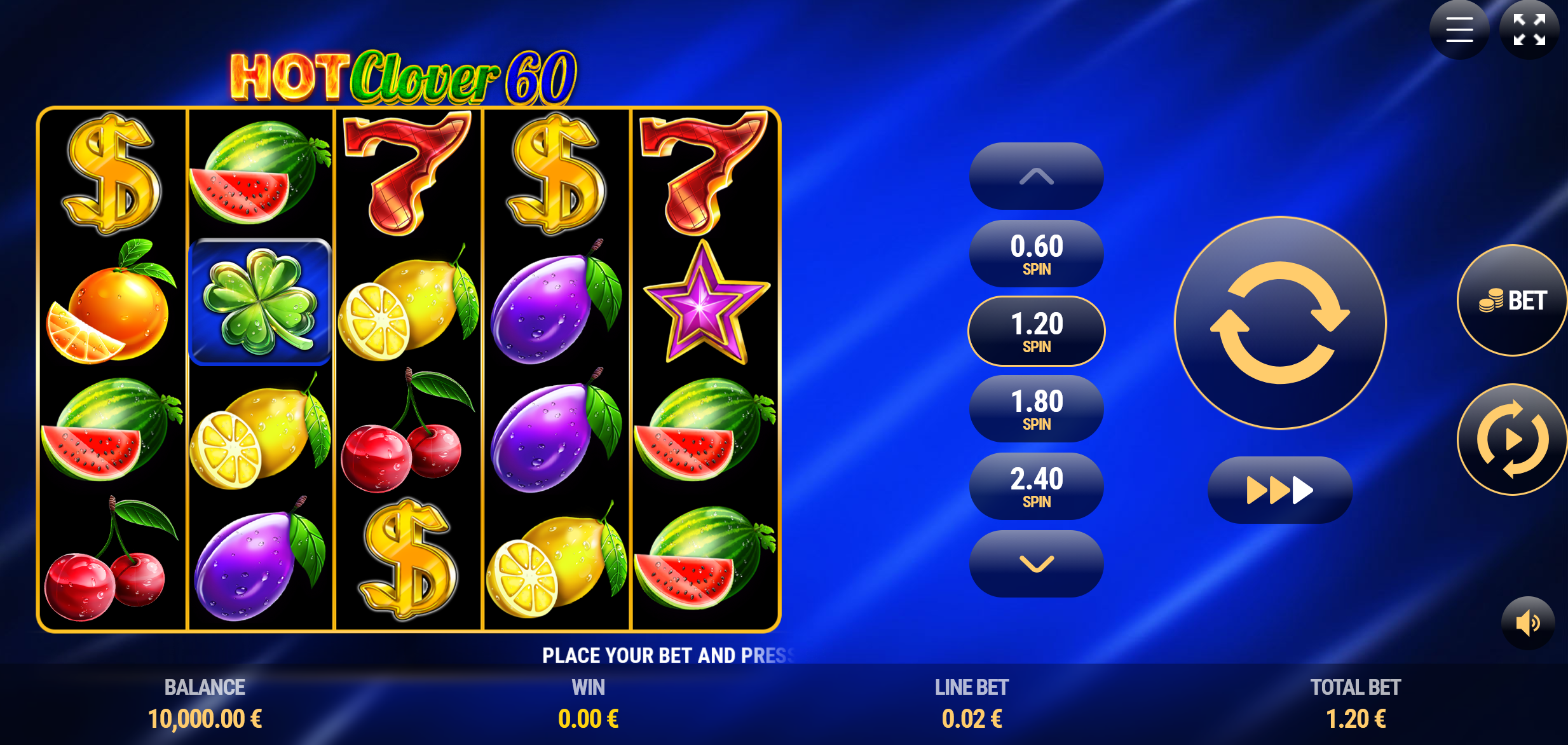 Hot Clover 60 online video slot gameplay screenshot