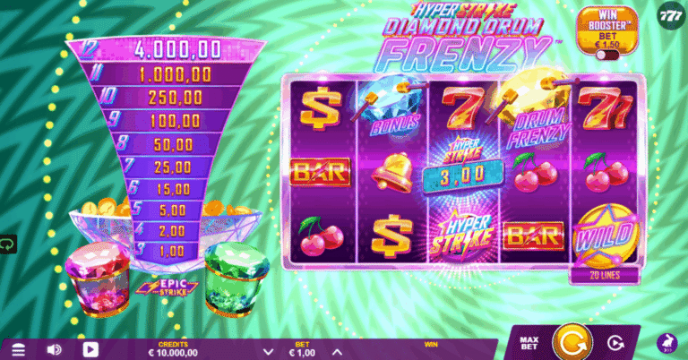 Hyper Strike Diamond Drum Frenzy slot gameplay screenshot