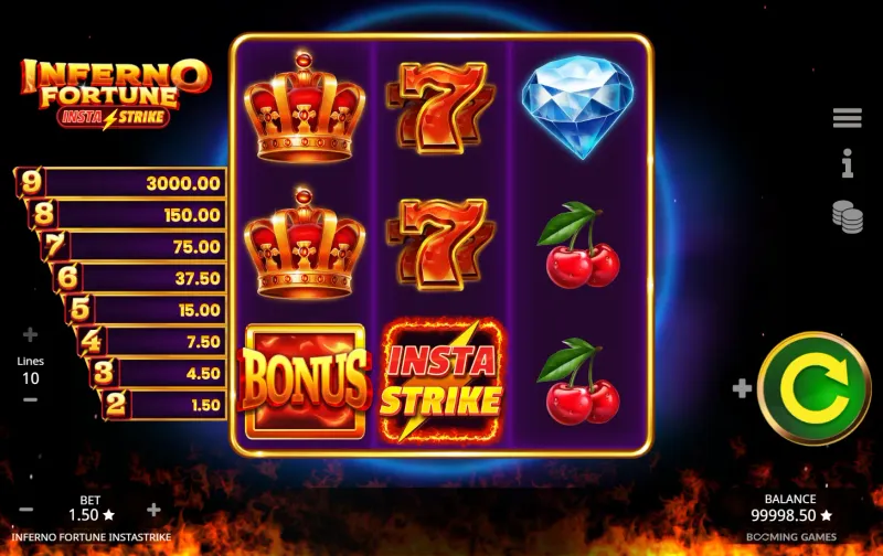 Inferno Fortune InstaStrike full landscape game screen