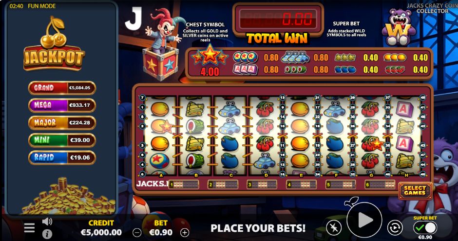 Jacks Crazy Coin Collector full landscape game screen
