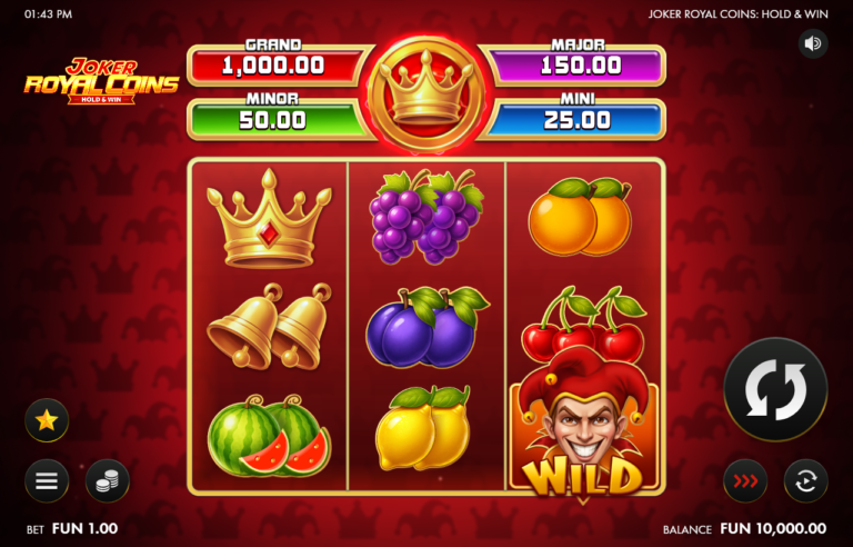 Joker Royal Coins: Hold & Win slot gameplay screenshot