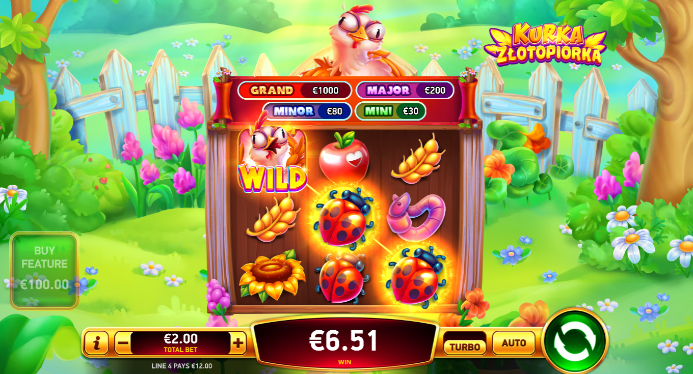 Kurka Zlotopiorka online slot gameplay screenshot