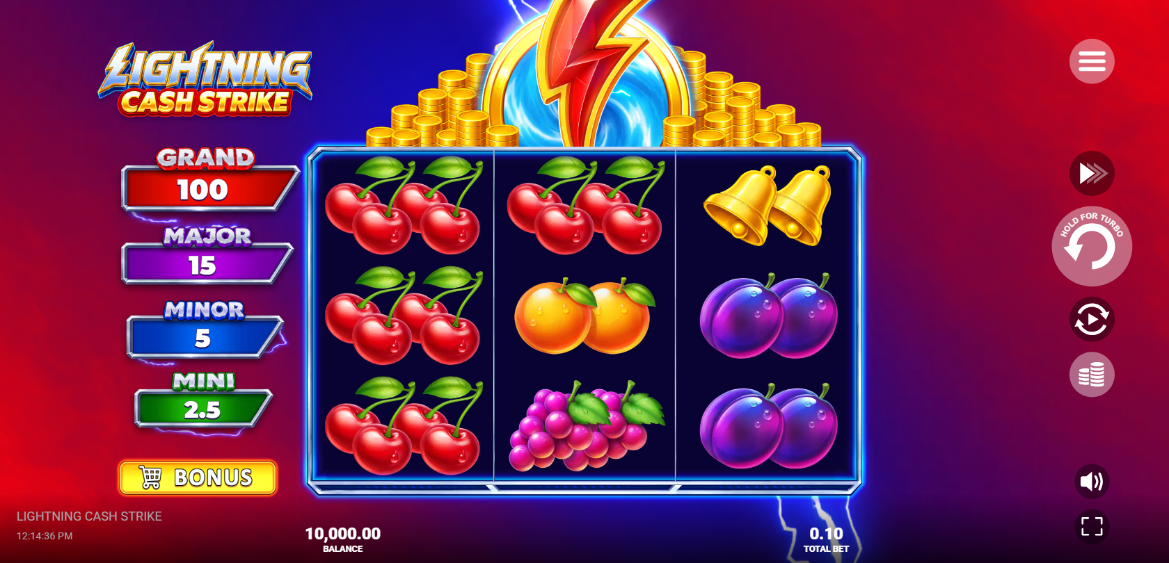 Lightning Cash Strike slot gameplay screenshot from Betora Games official demo